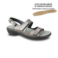 CEYO KADIN SANDALET PLATİN - 37