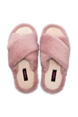 TWIGY TW ÇAPRAZ PEMBE PELUŞ KADIN EV TERLİK 36/41