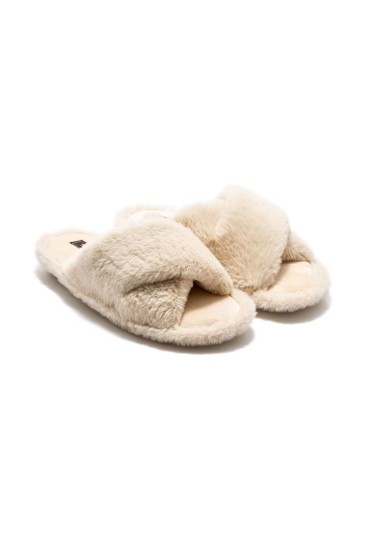 TWIGY TW ÇAPRAZ PELUŞ BEJ KADIN EV TERLİK 36/41
