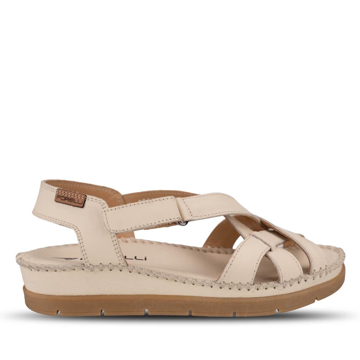 FORELLİ KARINA-G HAKİKİ DERİ KADIN SANDALET BEJ - 36