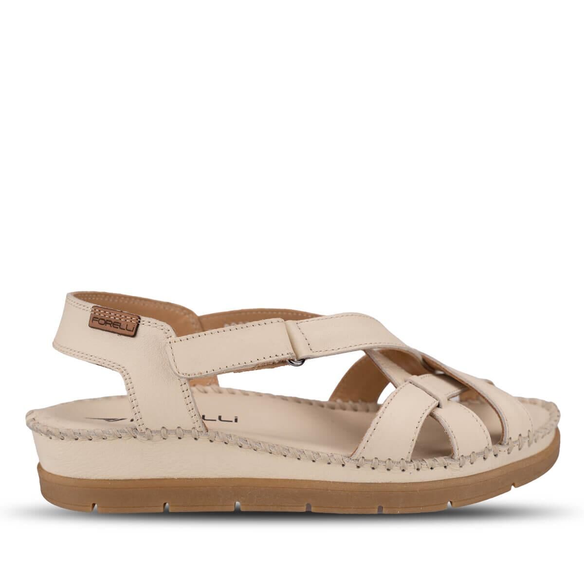 FORELLİ KARINA-G HAKİKİ DERİ KADIN SANDALET BEJ - 37