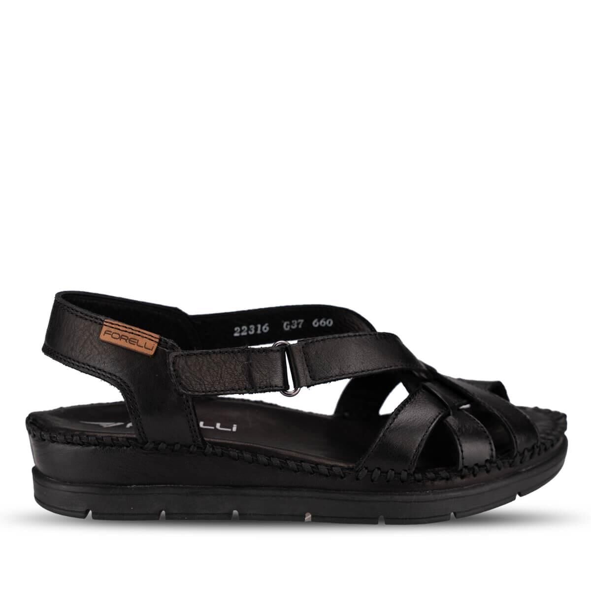 FORELLİ KARINA-G HAKİKİ DERİ KADIN SANDALET SİYAH - 38