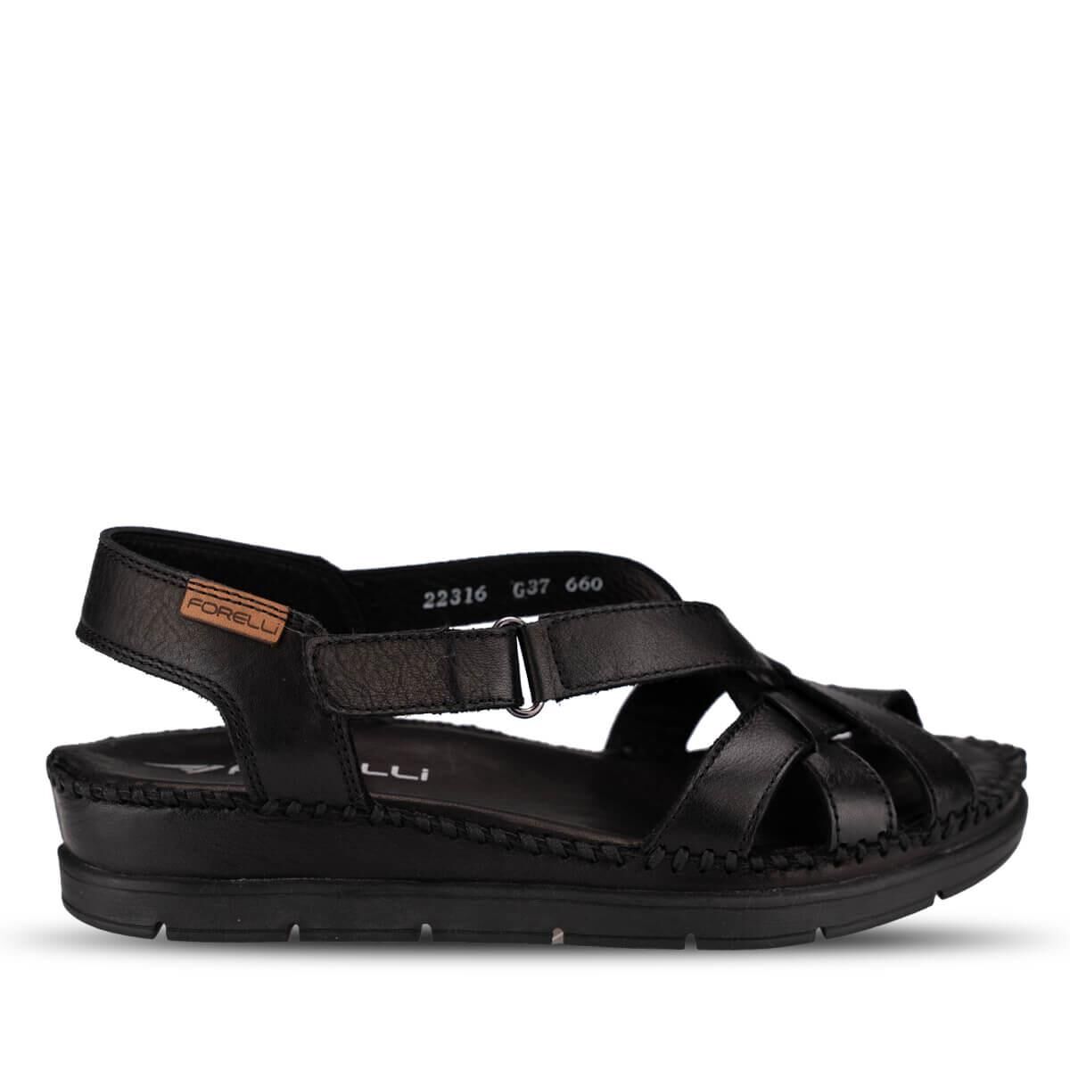 FORELLİ KARINA-G HAKİKİ DERİ KADIN SANDALET SİYAH - 36
